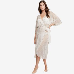 NWT Victoria's Secret White Sheer Long Floral Embroidered Robe XS/S